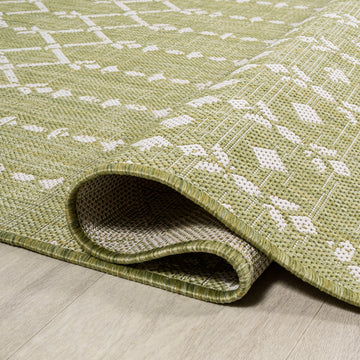Ourika Moroccan Geometric Textured Weave Indoor/outdoor Square Rug